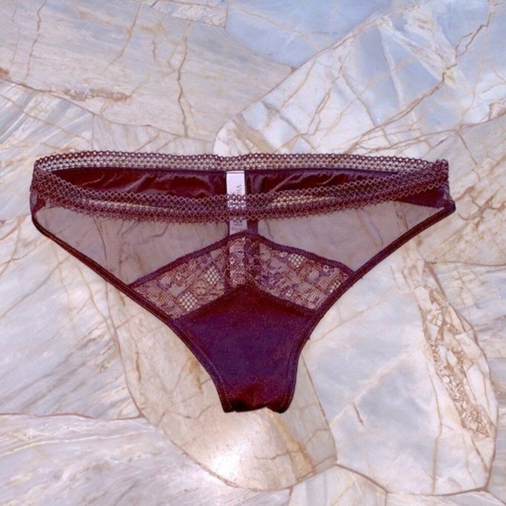 XS Victoria Secret Very Sexy Panty Underwear Lace Soft Thong Panties Brown